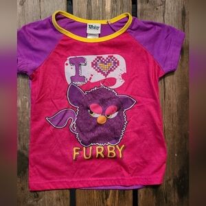 Vintage FURBY SZ 6Y VGUC MAGENTA PURPLE FURBY print s/s shirt dated 2013